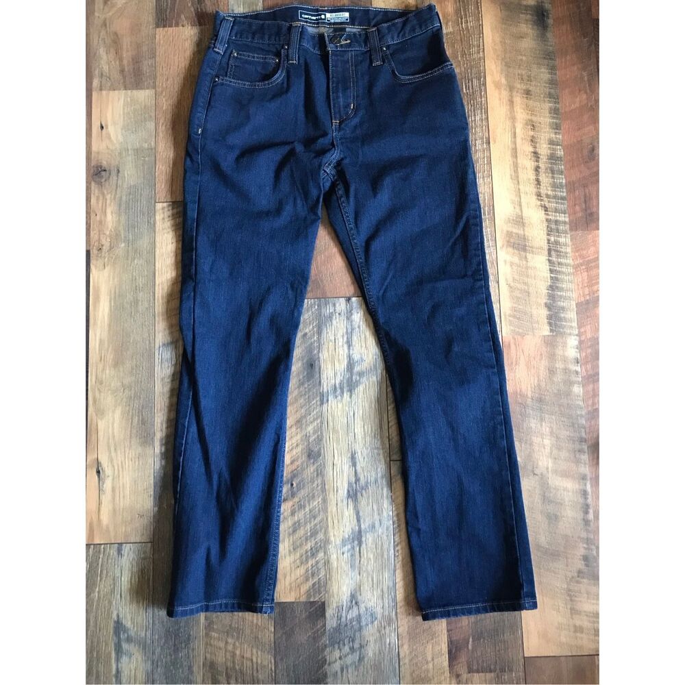 Carhartt Mens blue jeans work wear cotton dark wash 30 x 30 relaxed straight